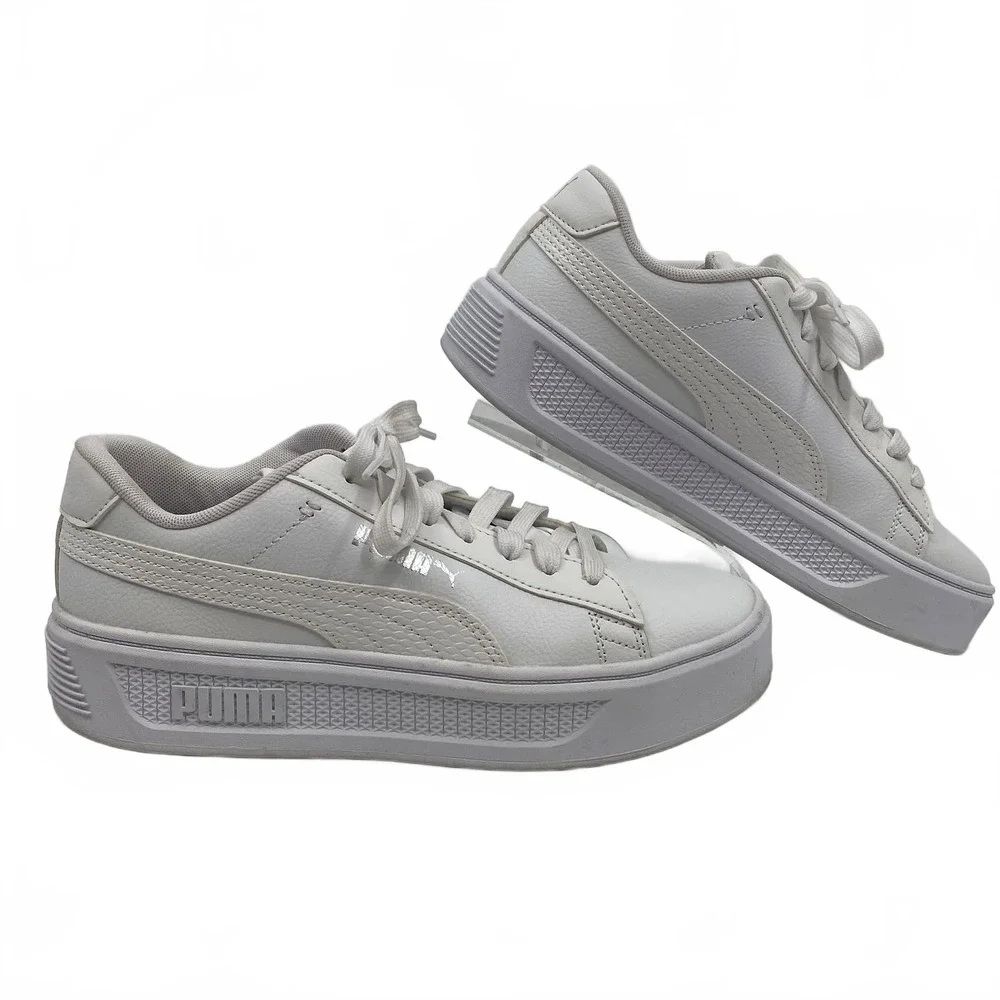 Puma White Smash V3 Platform Sneakers | Women’s Size 8.5